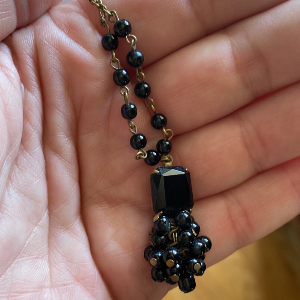 Black cluster bead necklace